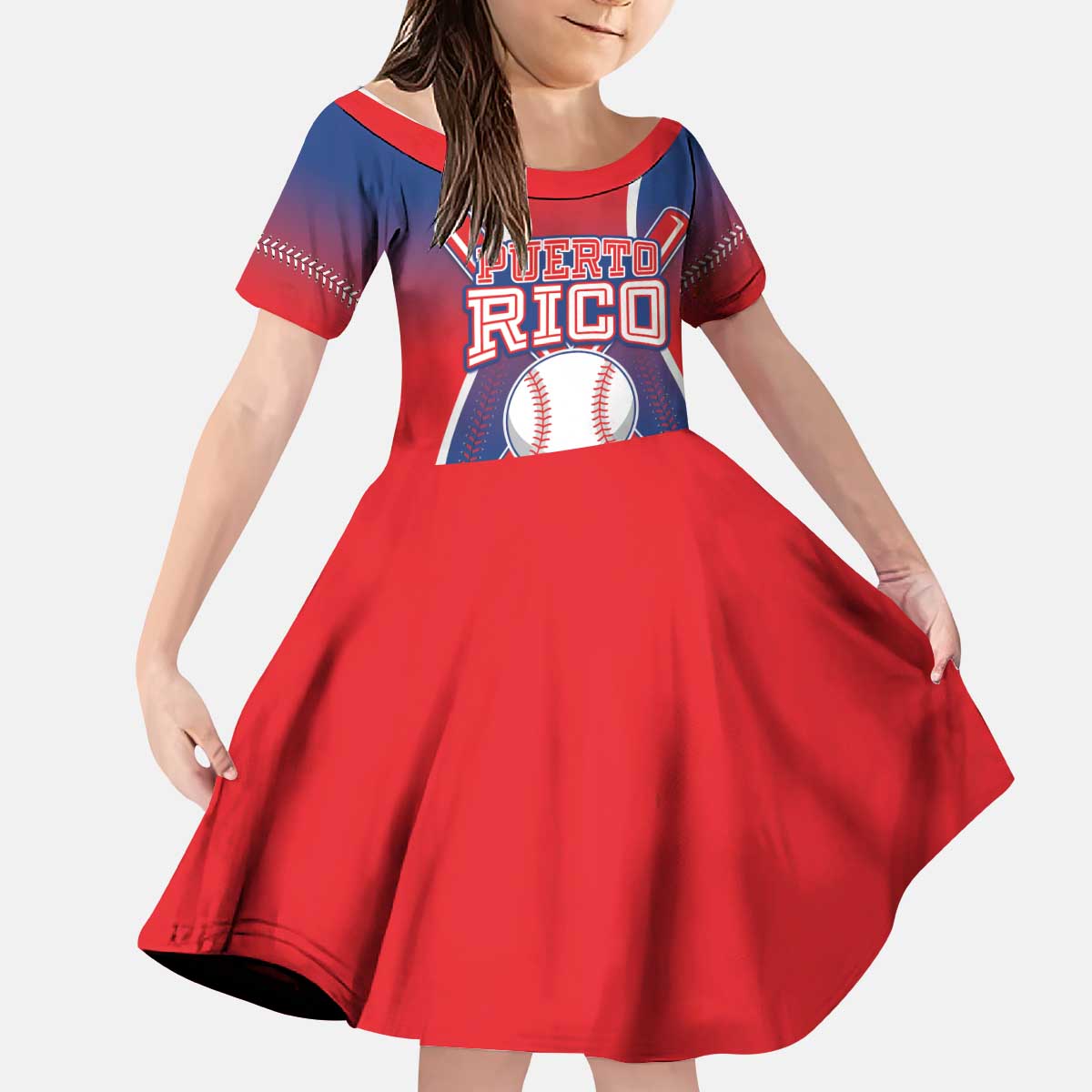 Puerto Rico Baseball Custom Kid Short Sleeve Dress Unique Style