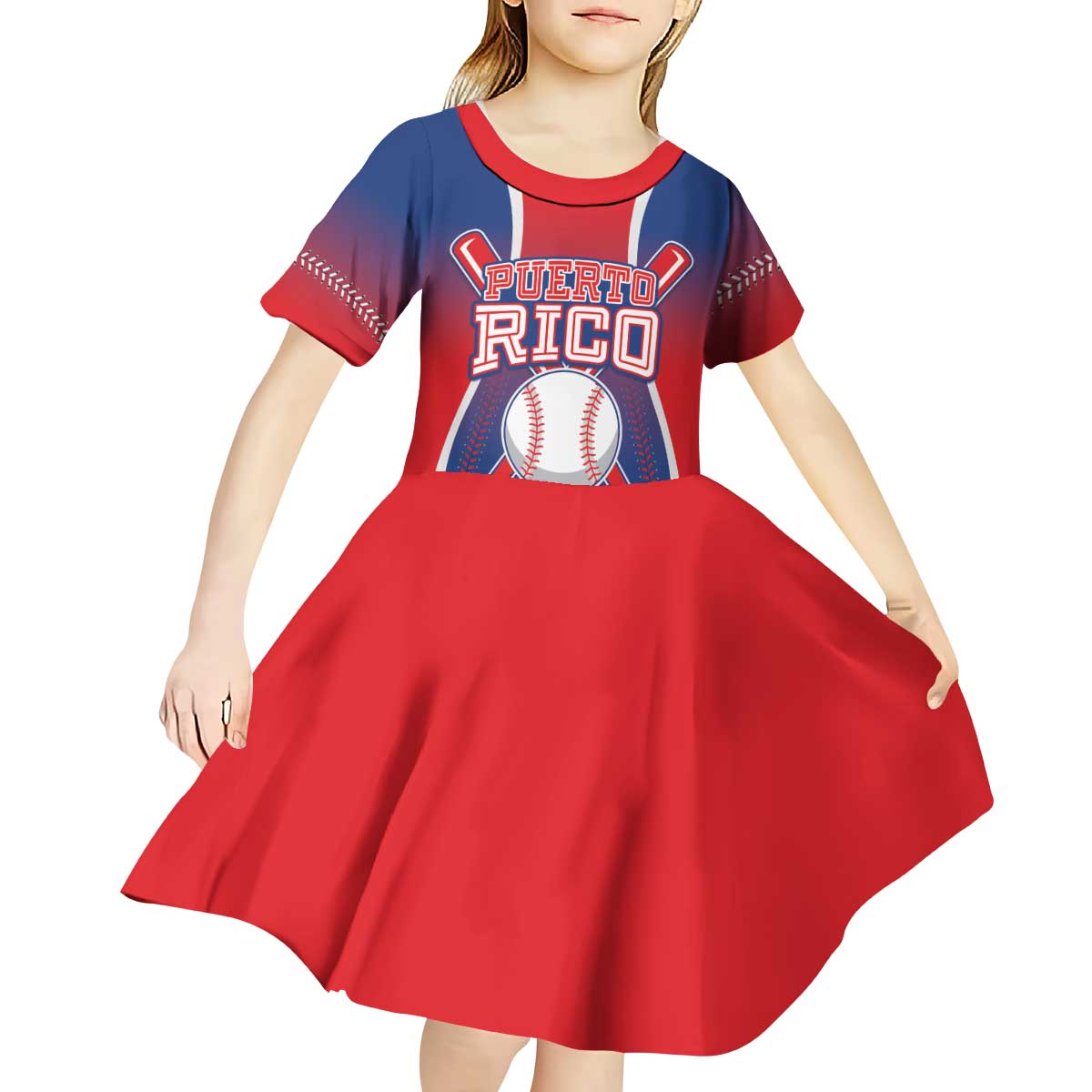 Puerto Rico Baseball Custom Kid Short Sleeve Dress Unique Style