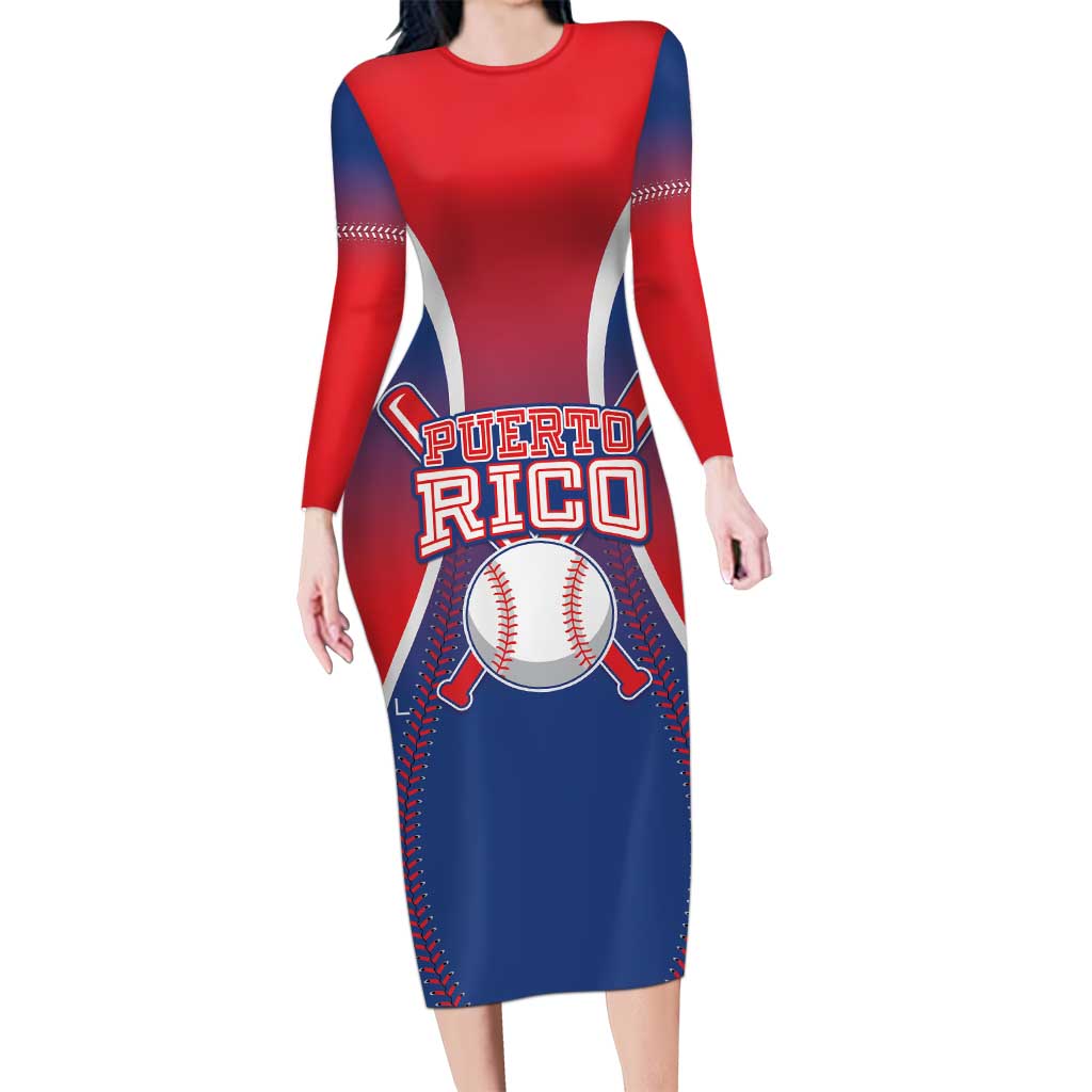 Puerto Rico Baseball Custom Long Sleeve Bodycon Dress Unique Style
