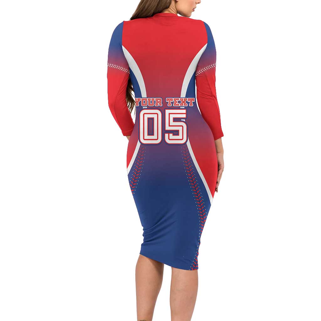 Puerto Rico Baseball Custom Long Sleeve Bodycon Dress Unique Style