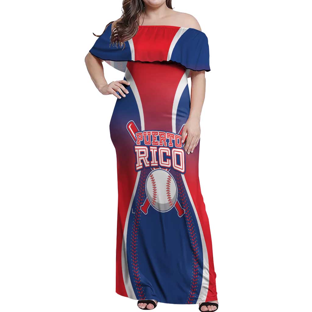 Puerto Rico Baseball Custom Off Shoulder Maxi Dress Unique Style