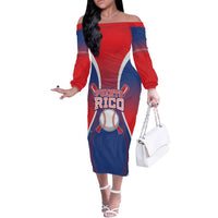 Puerto Rico Baseball Custom Off The Shoulder Long Sleeve Dress Unique Style