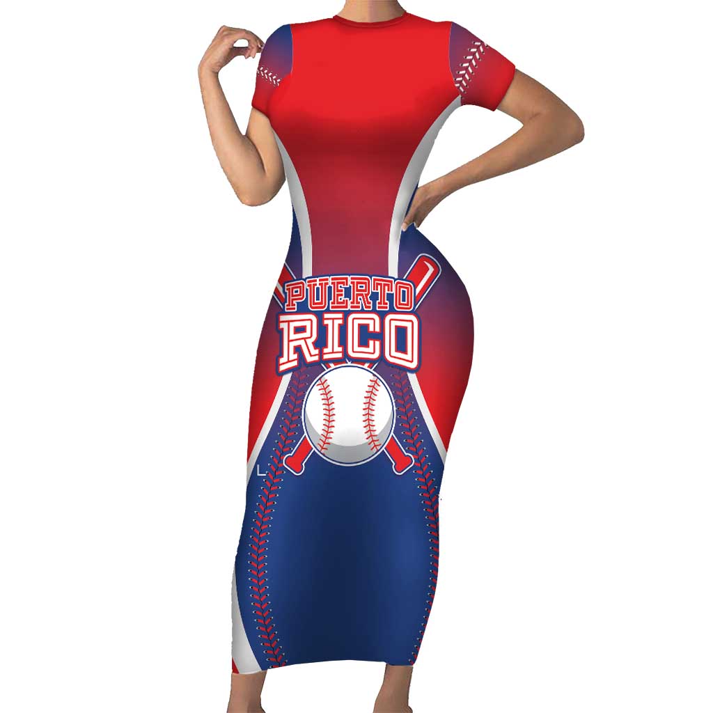 Puerto Rico Baseball Custom Short Sleeve Bodycon Dress Unique Style