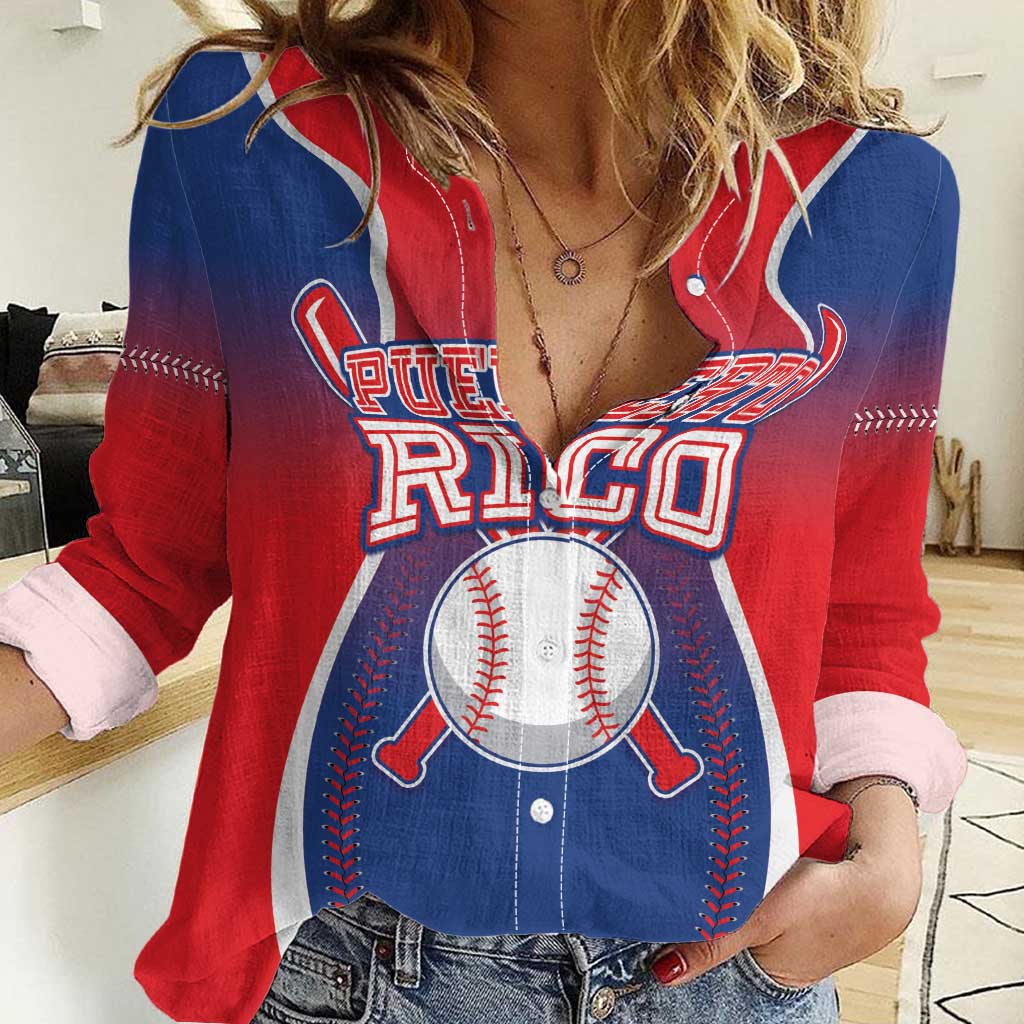 Puerto Rico Baseball Custom Women Casual Shirt Unique Style
