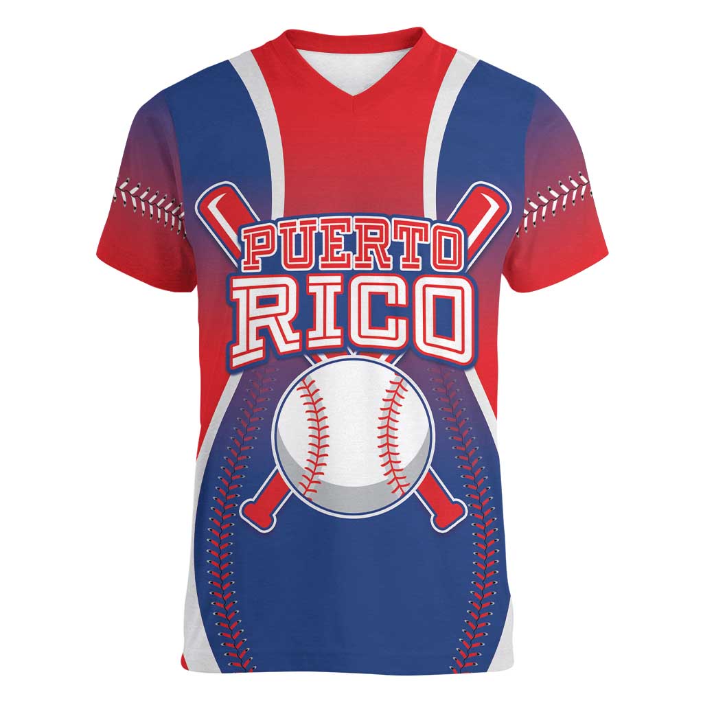 Puerto Rico Baseball Custom Women V-Neck T-Shirt Unique Style