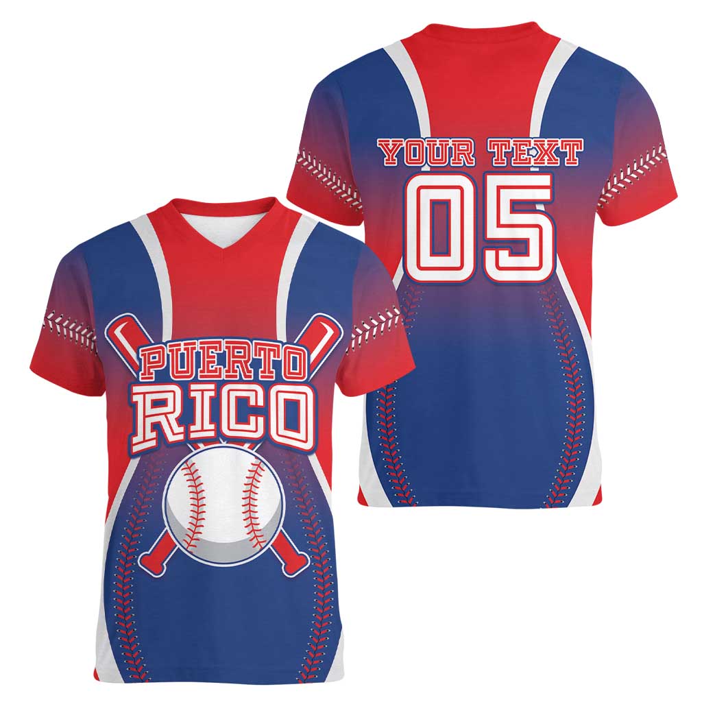 Puerto Rico Baseball Custom Women V-Neck T-Shirt Unique Style