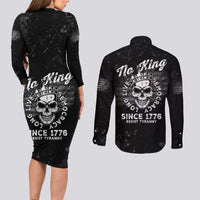 No Kings In America Couples Matching Long Sleeve Bodycon Dress and Long Sleeve Button Shirt Resist Tyranny - Wonder Print Shop