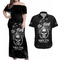 No Kings In America Couples Matching Off Shoulder Maxi Dress and Hawaiian Shirt Resist Tyranny - Wonder Print Shop