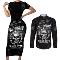 No Kings In America Couples Matching Short Sleeve Bodycon Dress and Long Sleeve Button Shirt Resist Tyranny - Wonder Print Shop