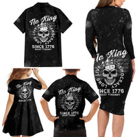 No Kings In America Family Matching Long Sleeve Bodycon Dress and Hawaiian Shirt Resist Tyranny - Wonder Print Shop