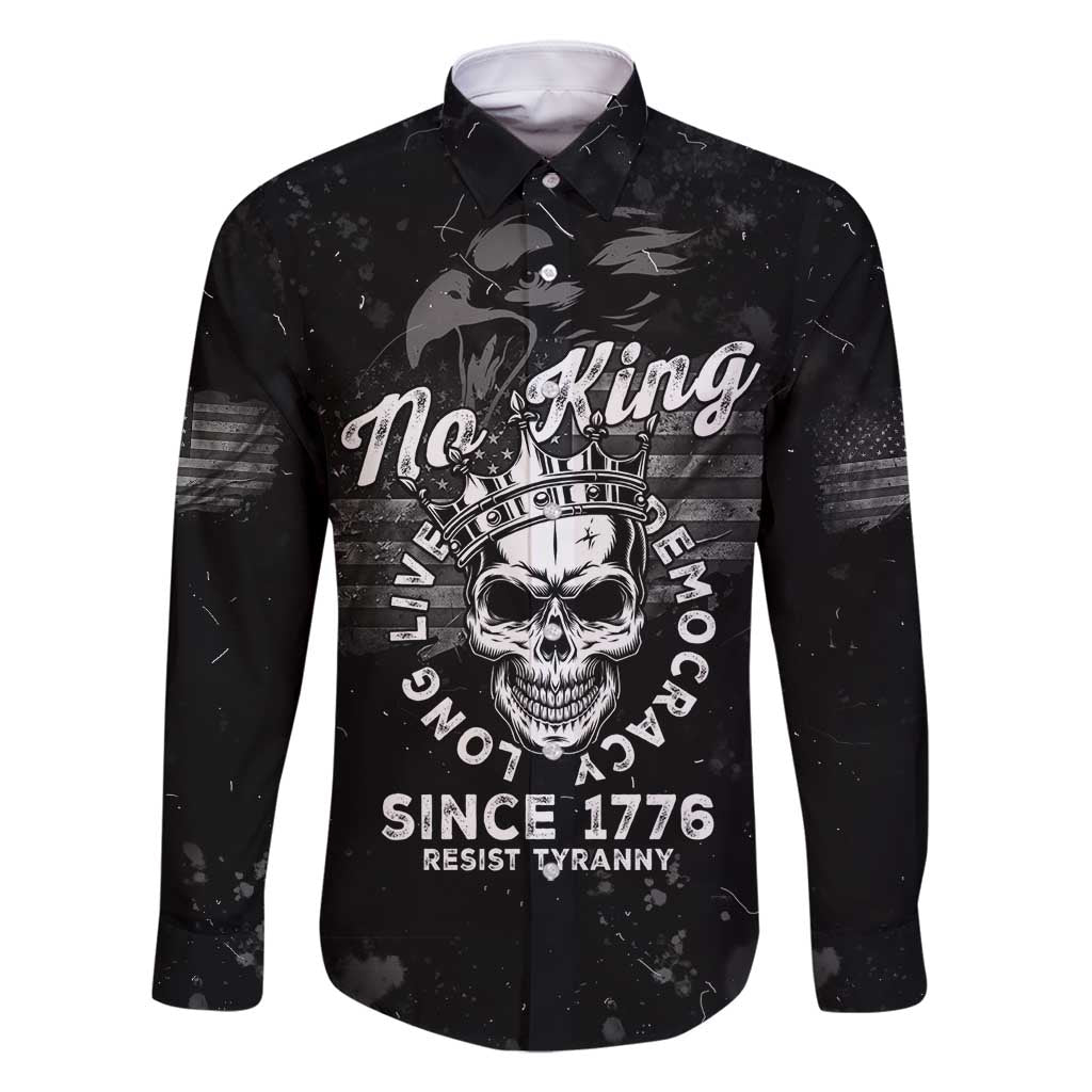 No Kings In America Family Matching Long Sleeve Bodycon Dress and Hawaiian Shirt Resist Tyranny - Wonder Print Shop