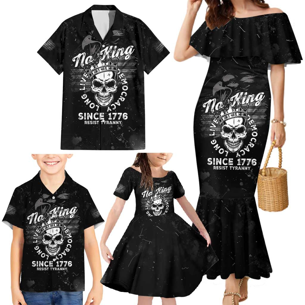 No Kings In America Family Matching Mermaid Dress and Hawaiian Shirt Resist Tyranny - Wonder Print Shop