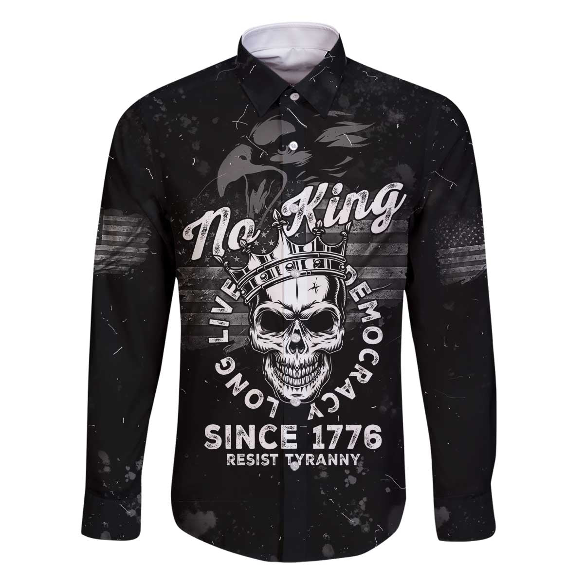 No Kings In America Family Matching Off The Shoulder Long Sleeve Dress and Hawaiian Shirt Resist Tyranny - Wonder Print Shop