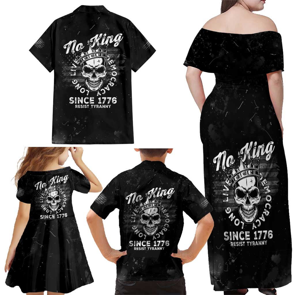 No Kings In America Family Matching Off Shoulder Maxi Dress and Hawaiian Shirt Resist Tyranny - Wonder Print Shop
