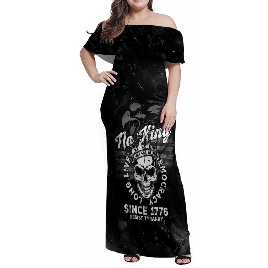 No Kings In America Family Matching Off Shoulder Maxi Dress and Hawaiian Shirt Resist Tyranny - Wonder Print Shop