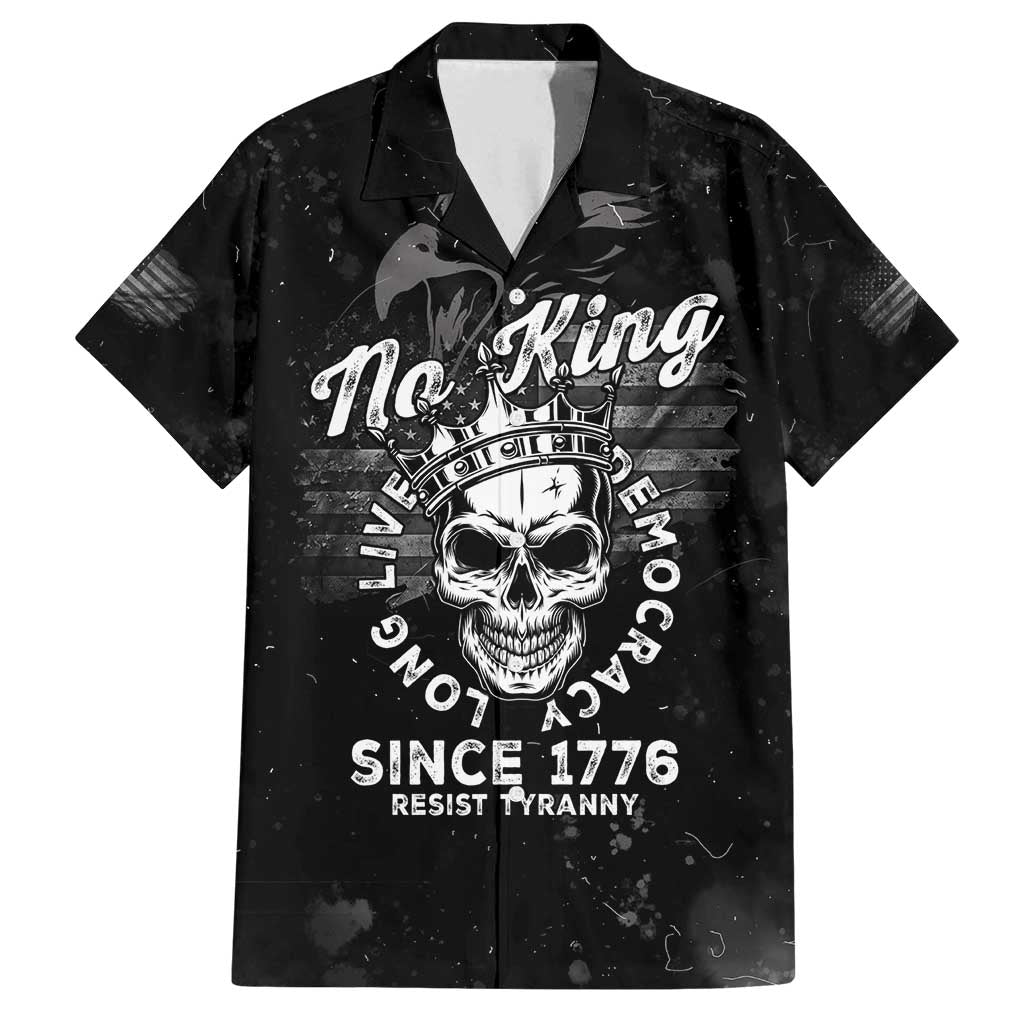 No Kings In America Family Matching Off Shoulder Short Dress and Hawaiian Shirt Resist Tyranny - Wonder Print Shop
