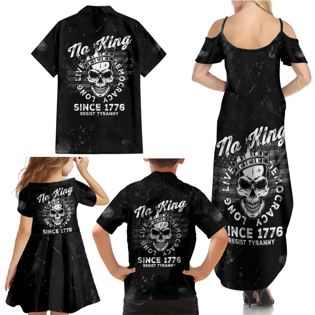 No Kings In America Family Matching Summer Maxi Dress and Hawaiian Shirt Resist Tyranny - Wonder Print Shop