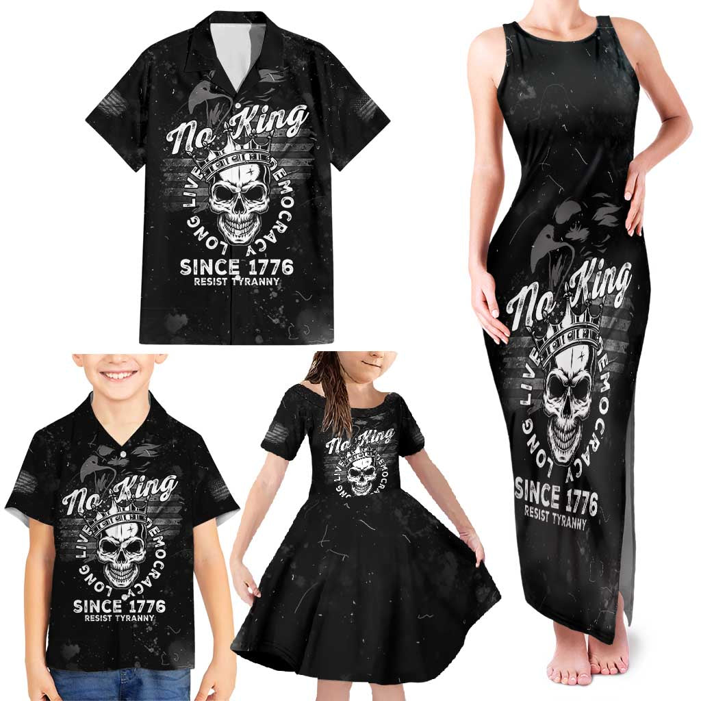 No Kings In America Family Matching Tank Maxi Dress and Hawaiian Shirt Resist Tyranny - Wonder Print Shop