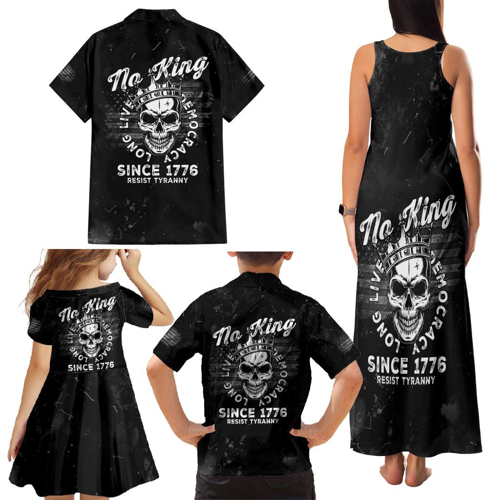 No Kings In America Family Matching Tank Maxi Dress and Hawaiian Shirt Resist Tyranny - Wonder Print Shop