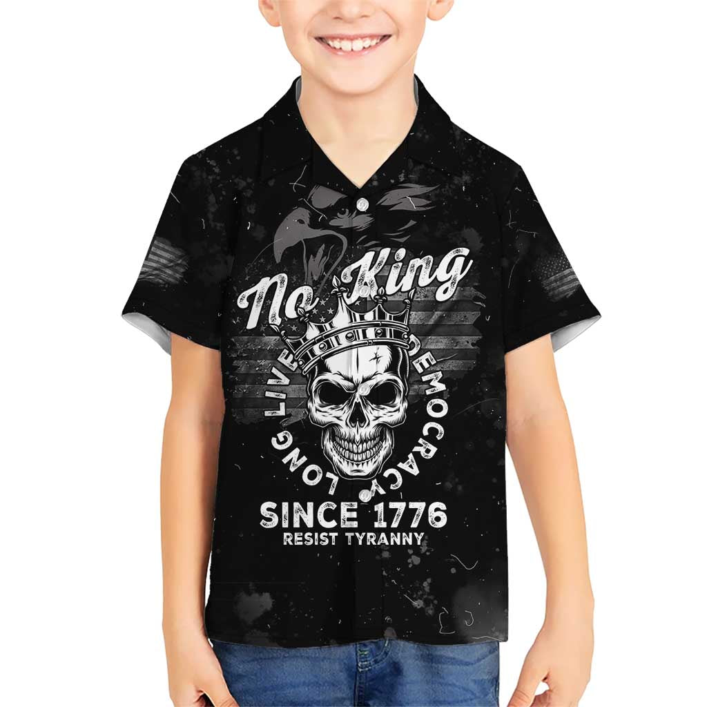 No Kings In America Kid Hawaiian Shirt Resist Tyranny - Wonder Print Shop