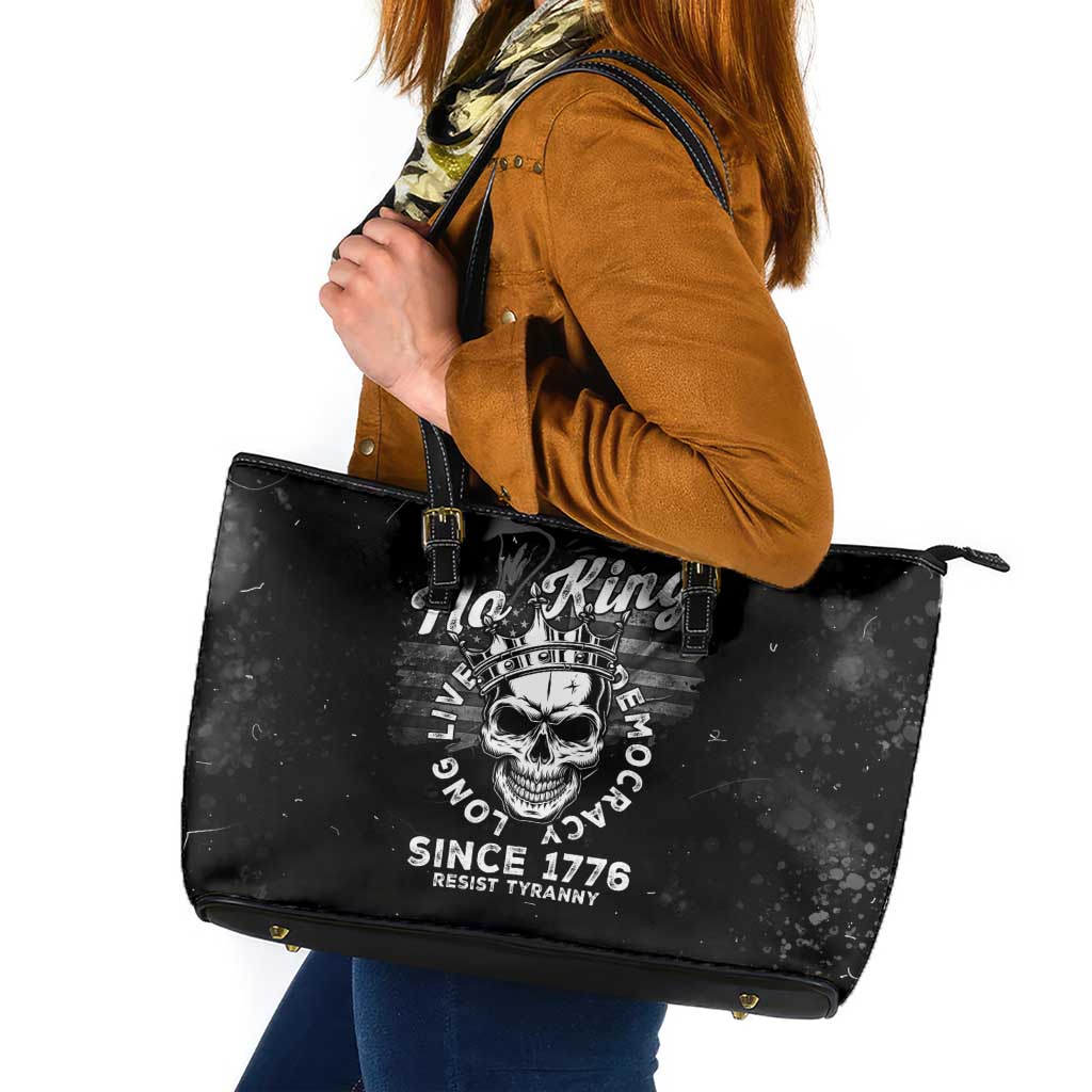 No Kings In America Leather Tote Bag Resist Tyranny - Wonder Print Shop