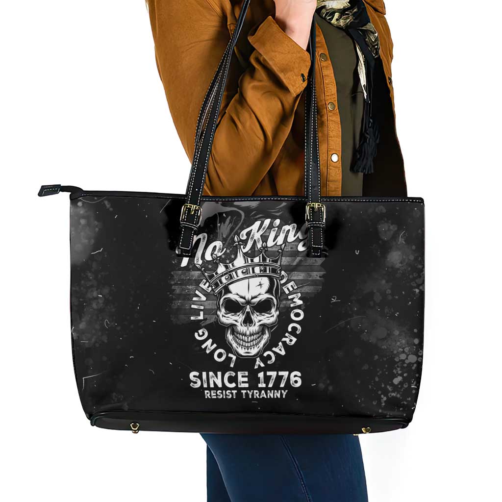 No Kings In America Leather Tote Bag Resist Tyranny - Wonder Print Shop