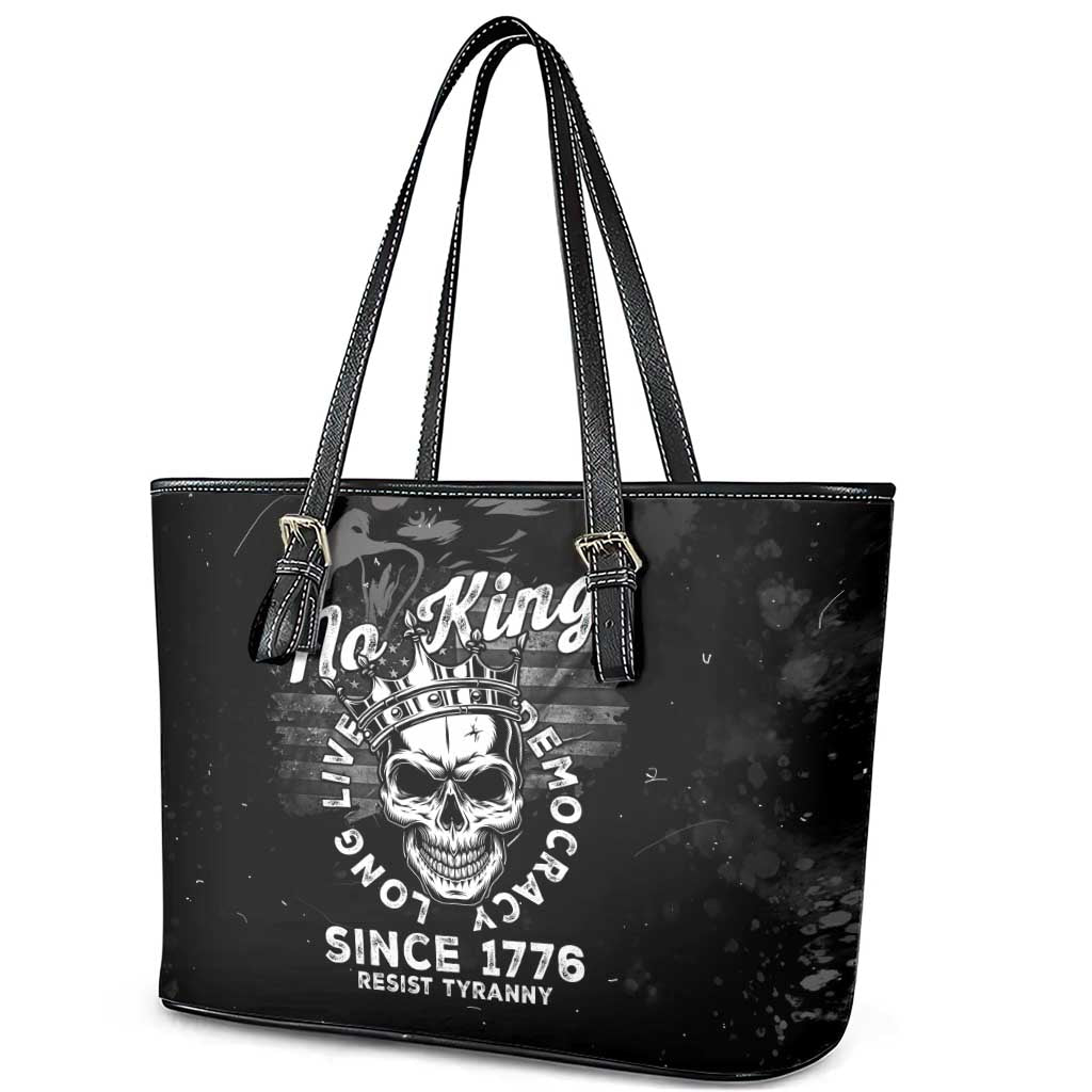 No Kings In America Leather Tote Bag Resist Tyranny - Wonder Print Shop