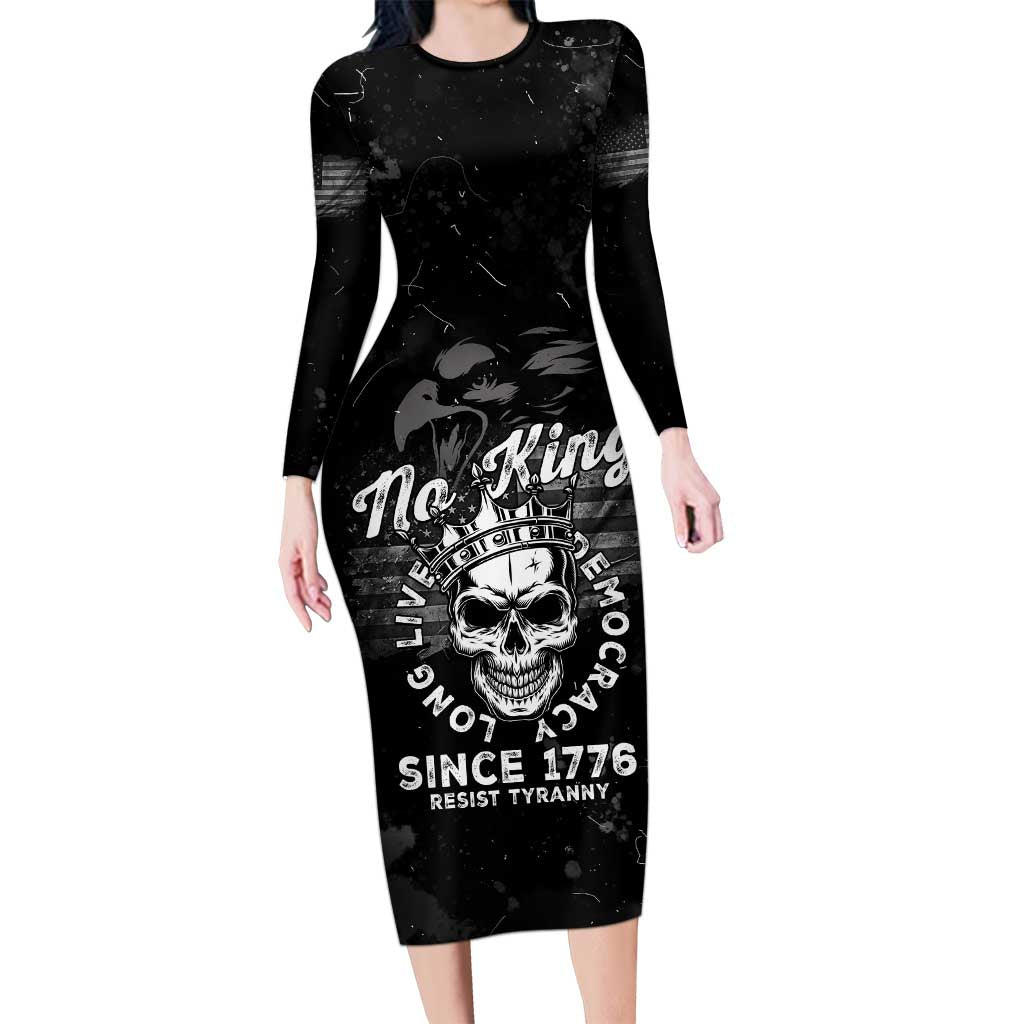 No Kings In America Long Sleeve Bodycon Dress Resist Tyranny - Wonder Print Shop