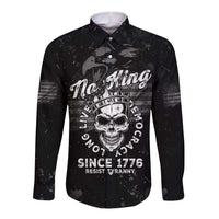 No Kings In America Long Sleeve Button Shirt Resist Tyranny - Wonder Print Shop