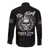 No Kings In America Long Sleeve Button Shirt Resist Tyranny - Wonder Print Shop