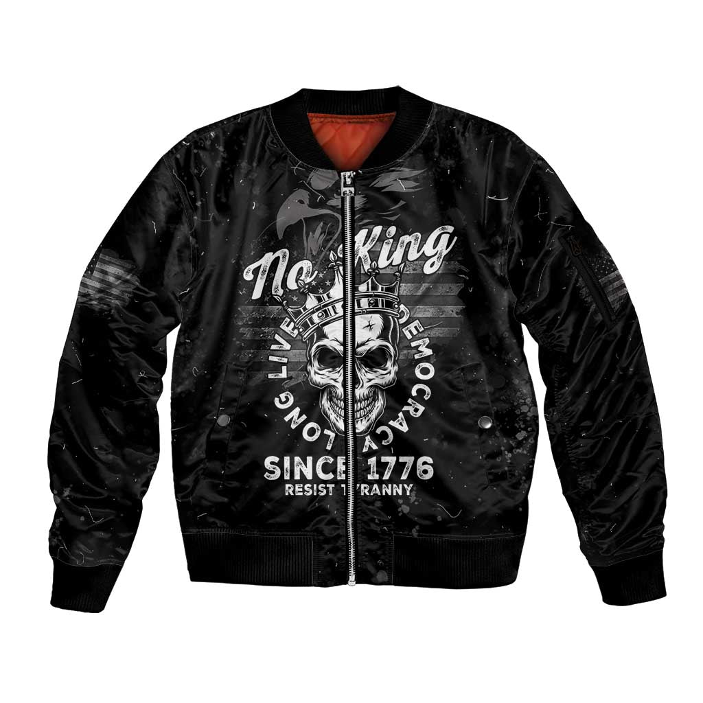 No Kings In America Sleeve Zip Bomber Jacket Resist Tyranny - Wonder Print Shop