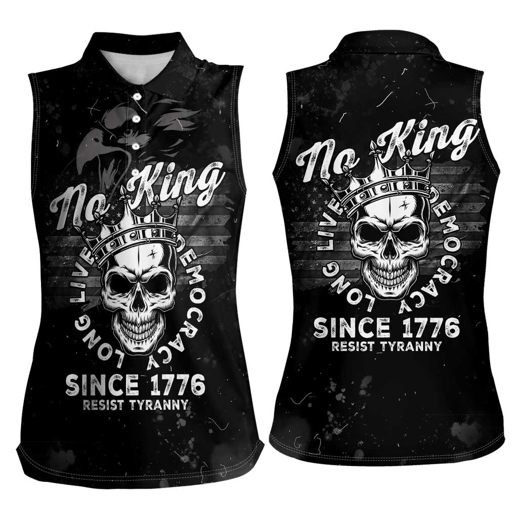 No Kings In America Women Sleeveless Polo Shirt Resist Tyranny - Wonder Print Shop