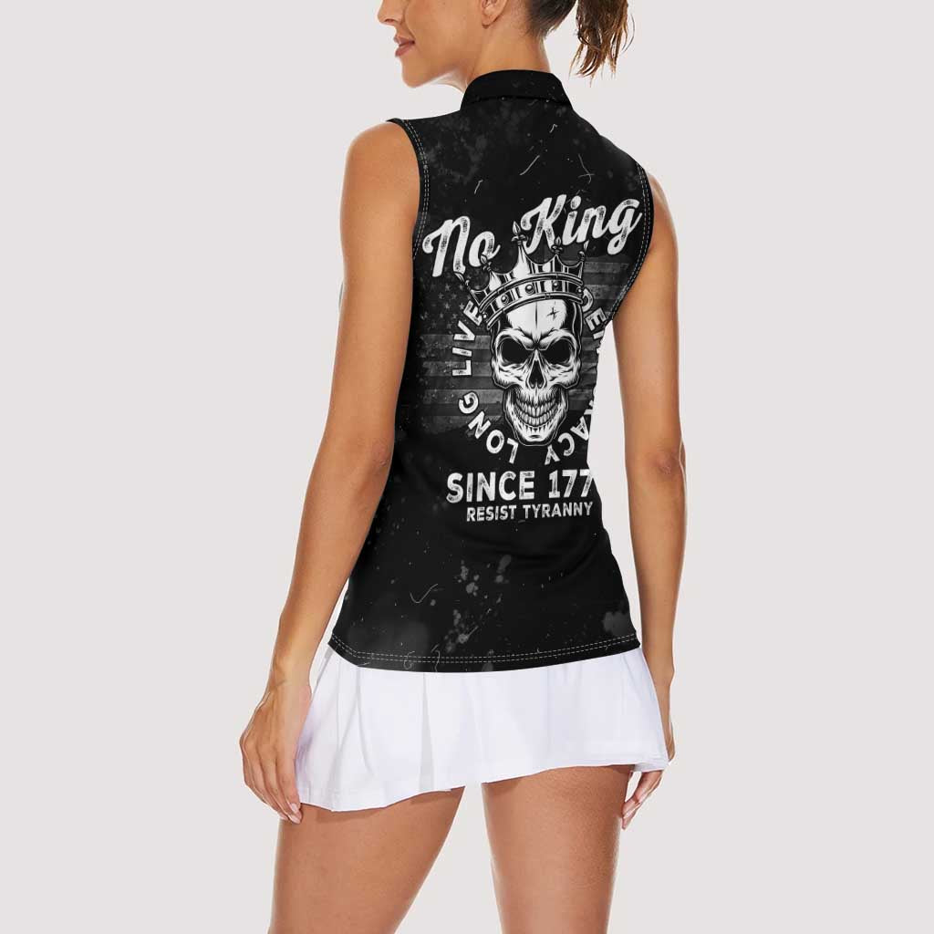 No Kings In America Women Sleeveless Polo Shirt Resist Tyranny - Wonder Print Shop