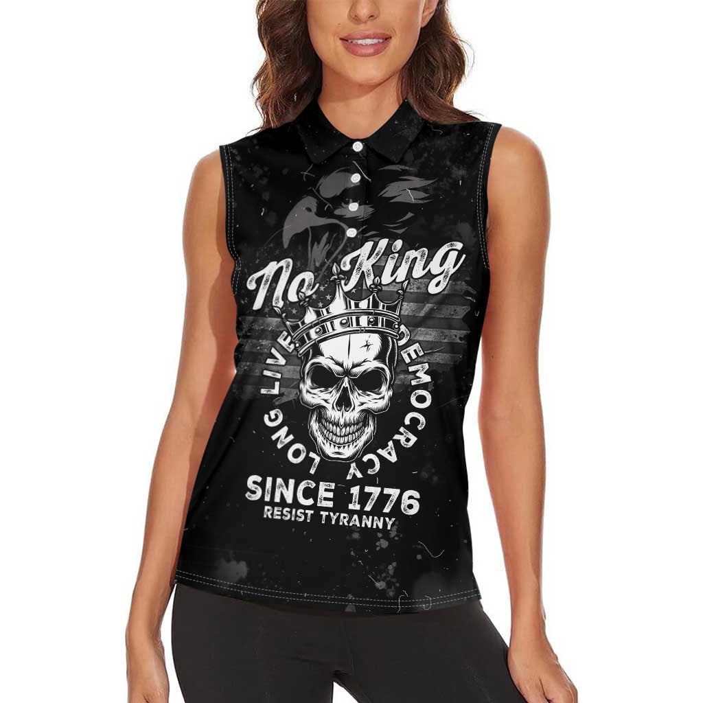 No Kings In America Women Sleeveless Polo Shirt Resist Tyranny - Wonder Print Shop