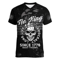 No Kings In America Women V-Neck T-Shirt Resist Tyranny - Wonder Print Shop