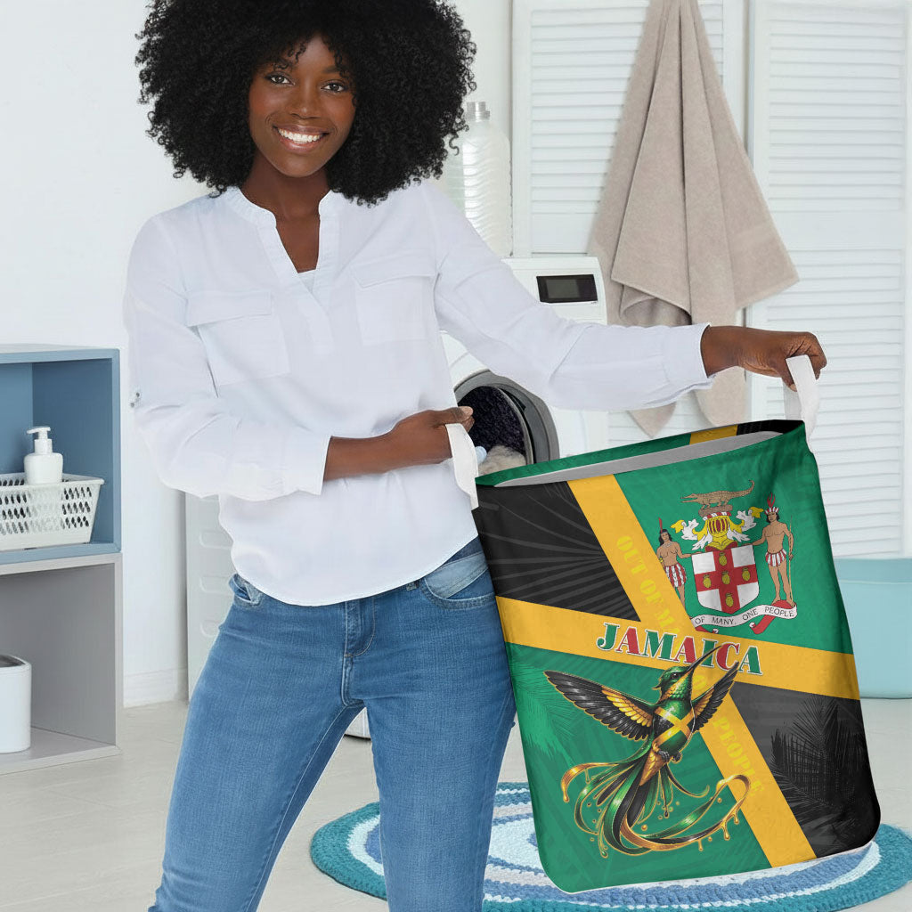 Jamaica Independence Day Laundry Basket Coat Of Arms With Doctor Bird Tropical Vibes