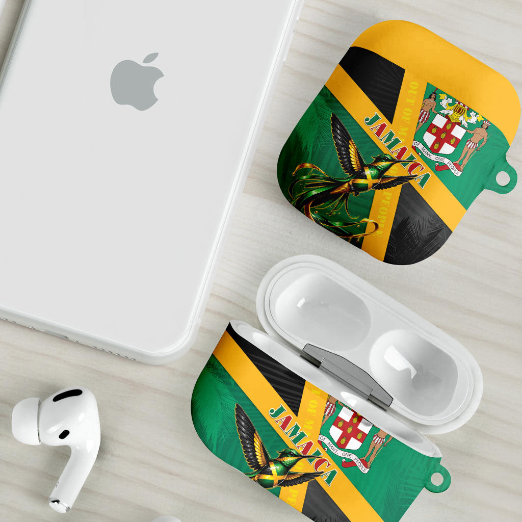 Jamaica Independence Day AirPods Case Coat Of Arms With Doctor Bird Tropical Vibes