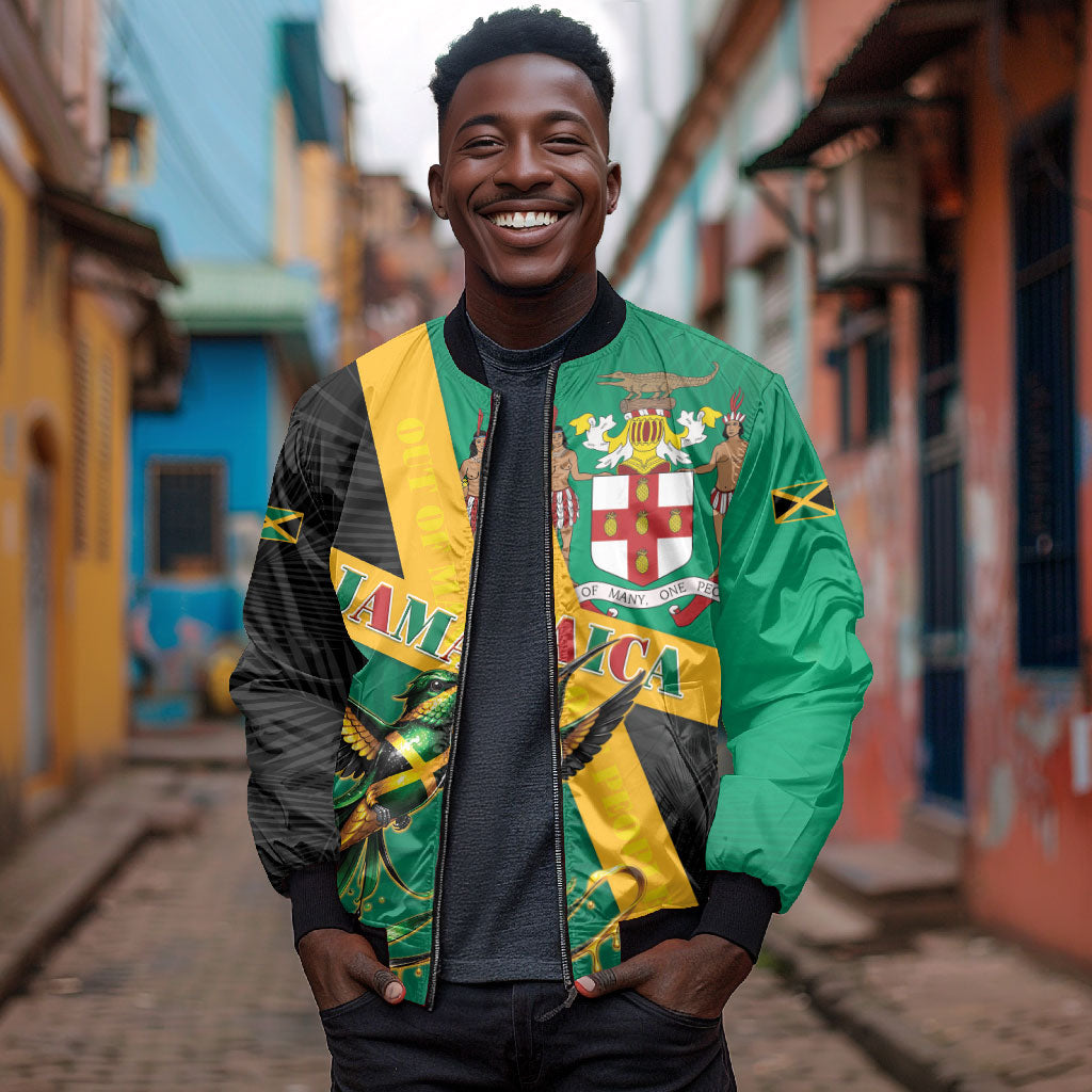 Jamaica Independence Day Bomber Jacket Coat Of Arms With Doctor Bird Tropical Vibes