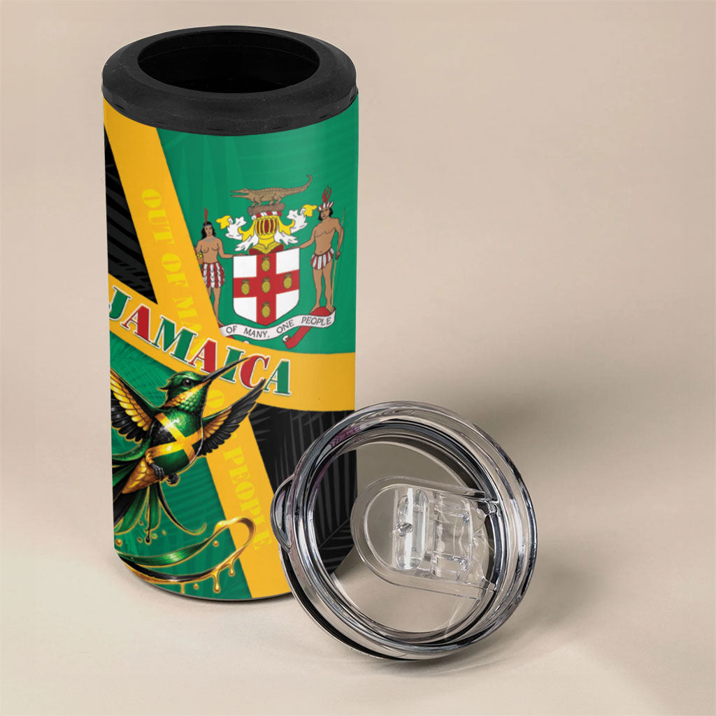 Jamaica Independence Day 4 in 1 Can Cooler Tumbler Coat Of Arms With Doctor Bird Tropical Vibes