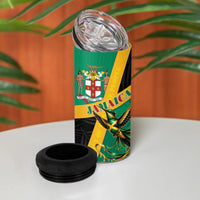 Jamaica Independence Day 4 in 1 Can Cooler Tumbler Coat Of Arms With Doctor Bird Tropical Vibes