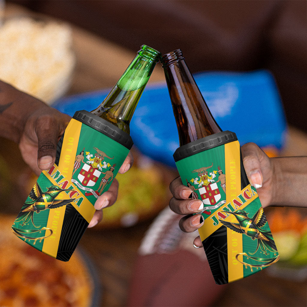 Jamaica Independence Day 4 in 1 Can Cooler Tumbler Coat Of Arms With Doctor Bird Tropical Vibes
