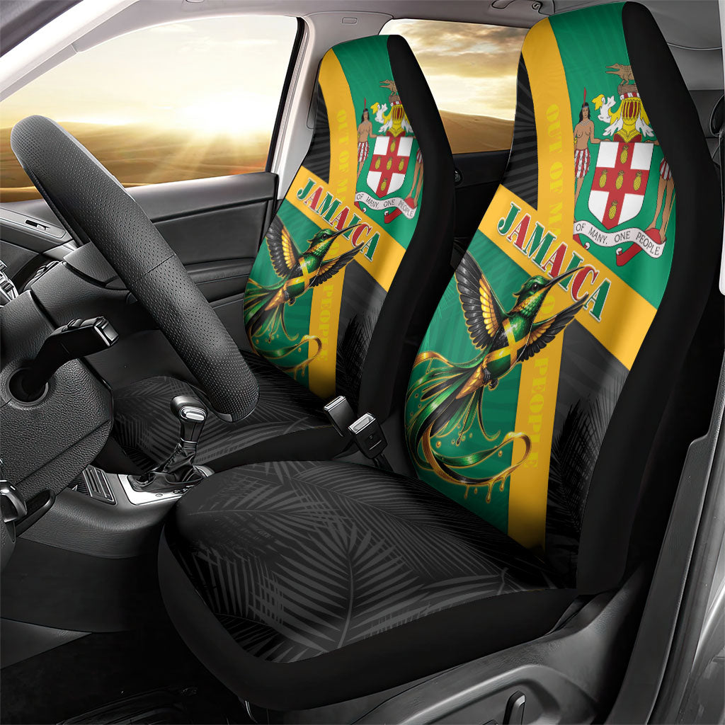 Jamaica Independence Day Car Seat Cover Coat Of Arms With Doctor Bird Tropical Vibes