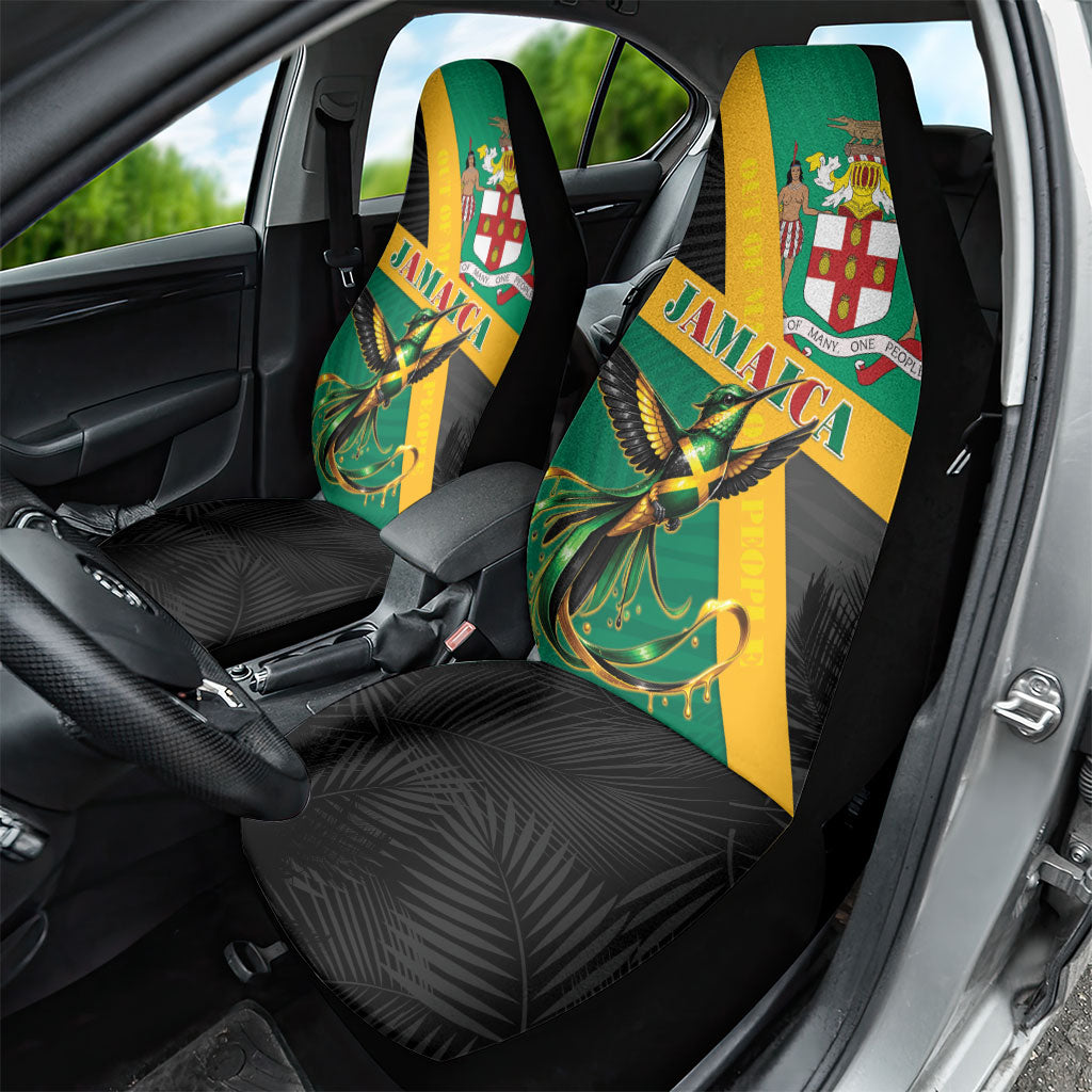 Jamaica Independence Day Car Seat Cover Coat Of Arms With Doctor Bird Tropical Vibes