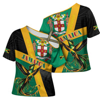 Jamaica Independence Day Cross Shoulder Shirt Coat Of Arms With Doctor Bird Tropical Vibes
