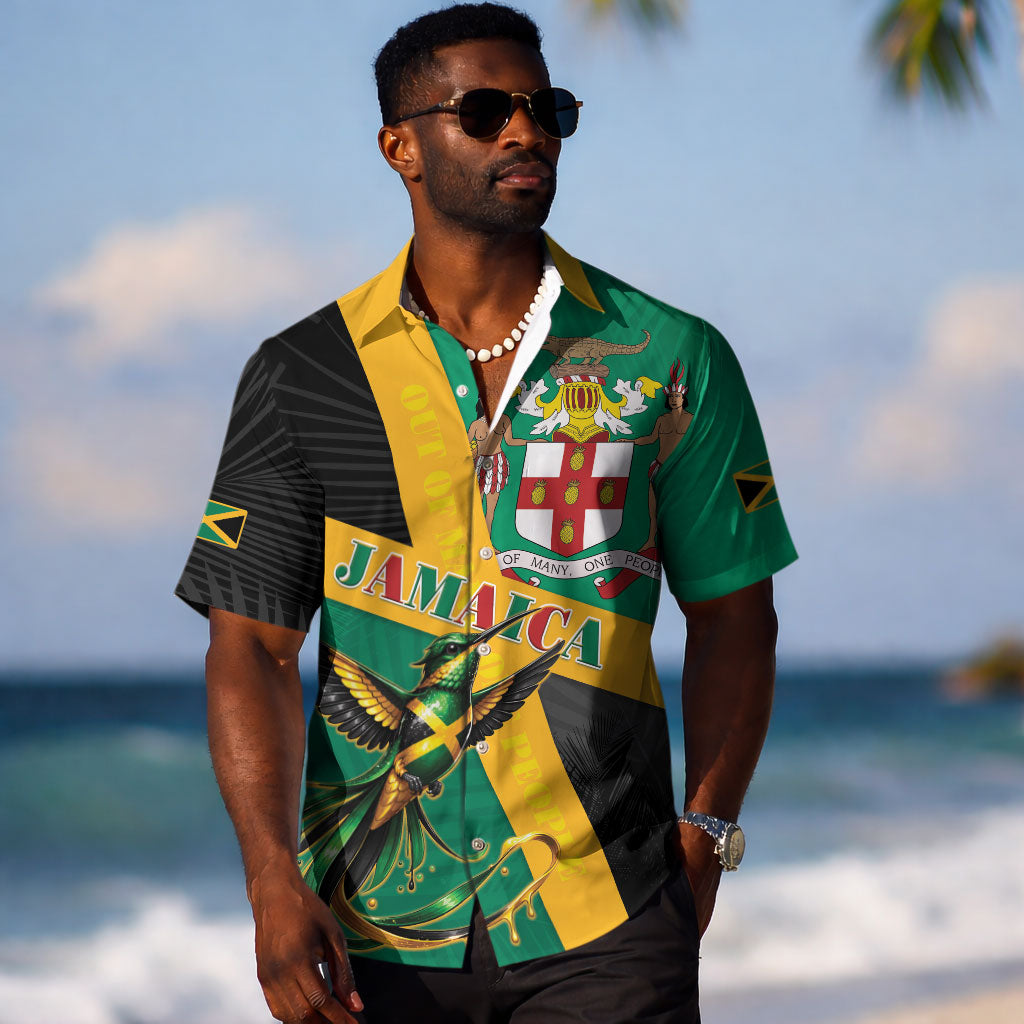 Jamaica Independence Day Hawaiian Shirt Coat Of Arms With Doctor Bird Tropical Vibes LT05