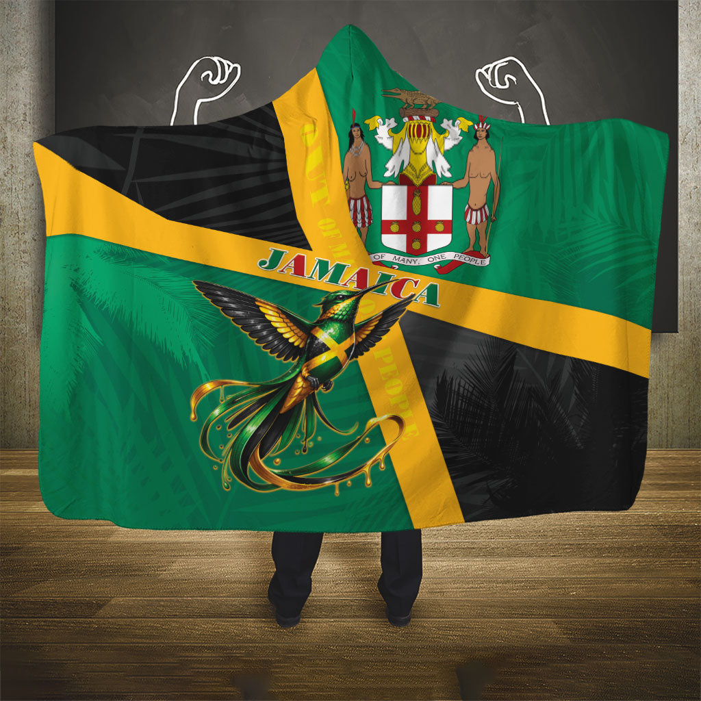 Jamaica Independence Day Hooded Blanket Coat Of Arms With Doctor Bird Tropical Vibes