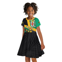 Jamaica Independence Day Kid Short Sleeve Dress Coat Of Arms With Doctor Bird Tropical Vibes