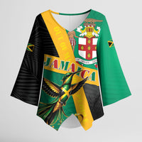 Jamaica Independence Day Kimono Sleeve Blouse Coat Of Arms With Doctor Bird Tropical Vibes