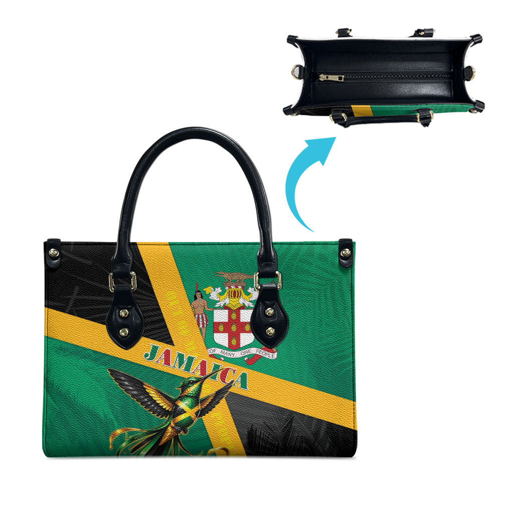 Jamaica Independence Day Leather Bag Coat Of Arms With Doctor Bird Tropical Vibes