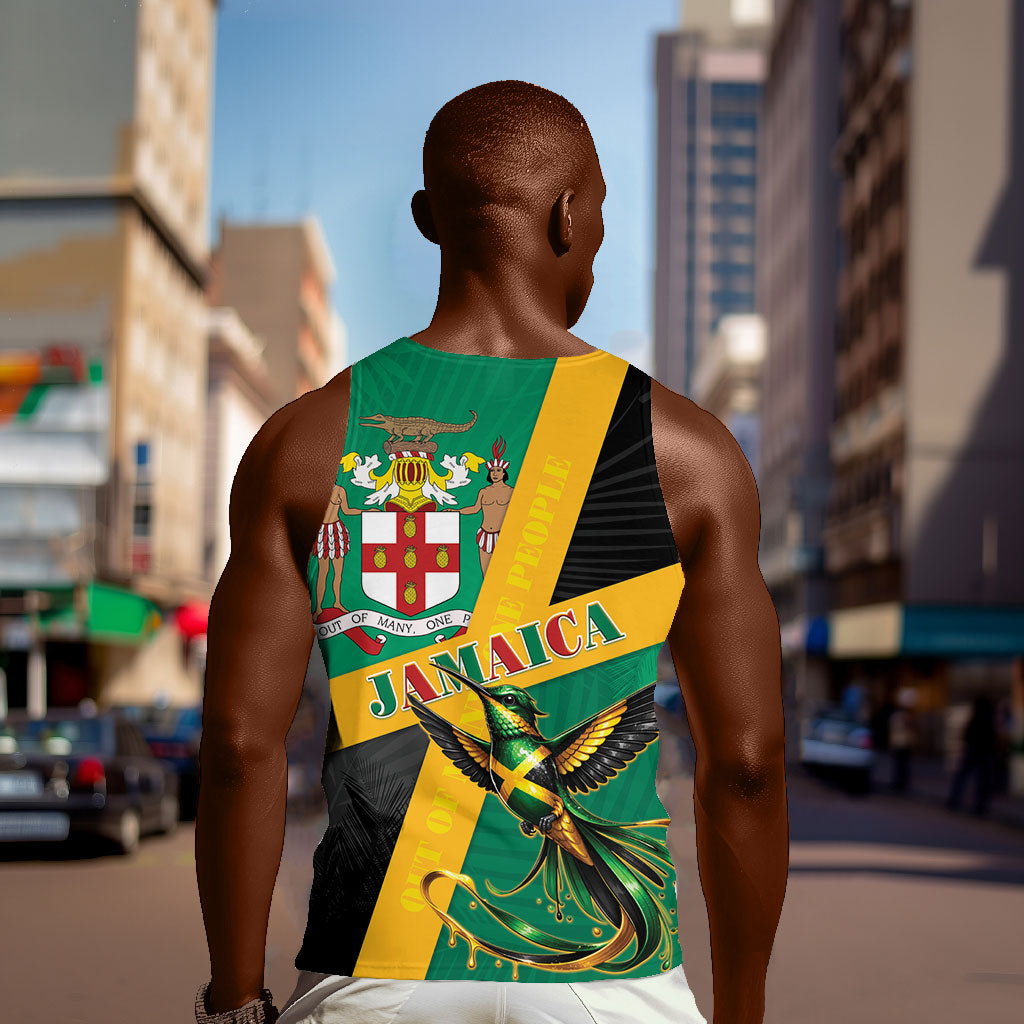 Jamaica Independence Day Men Tank Top Coat Of Arms With Doctor Bird Tropical Vibes